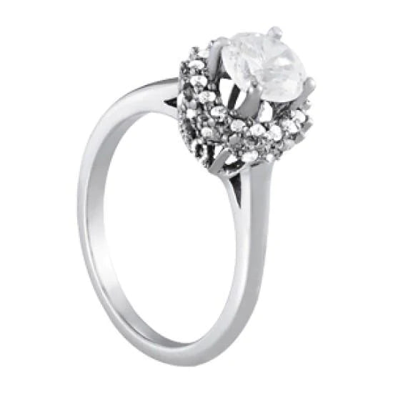 Round Genuine Diamond Engagement Fancy Ring 1.25 Carat Prong Setting WG 14K