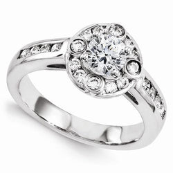 Round Genuine Diamond Engagement Ring Center With Accent 1.30 Carat WG 14K