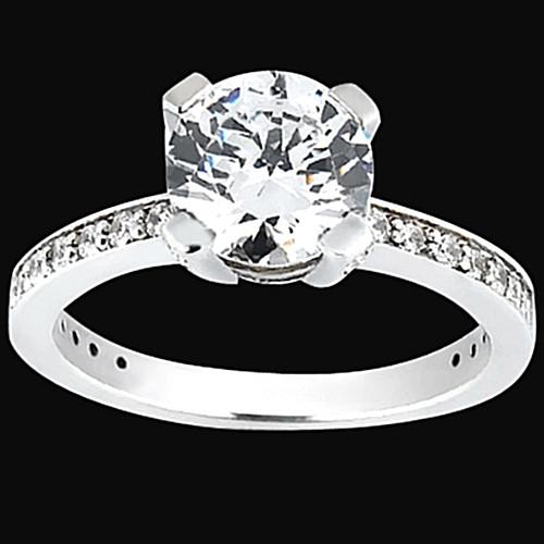 Round Genuine Diamond Engagement Solitaire Ring With Accents 2.26 Carats
