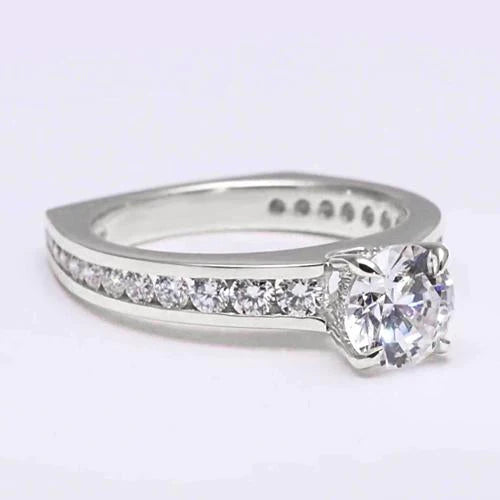 Round Genuine Diamond Euro Shank Ring