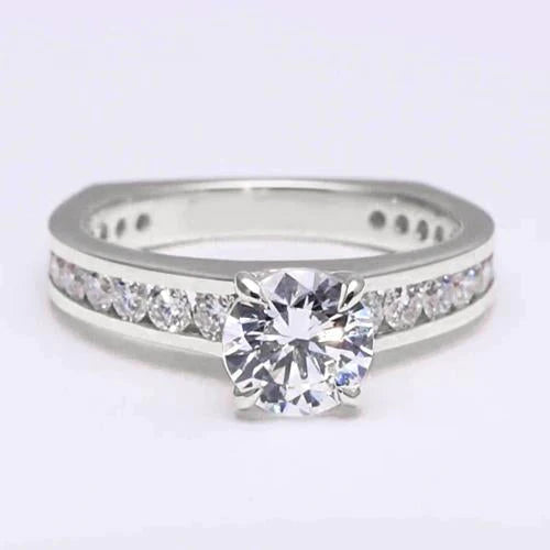 Round Genuine Diamond Euro Shank Engagement Ring