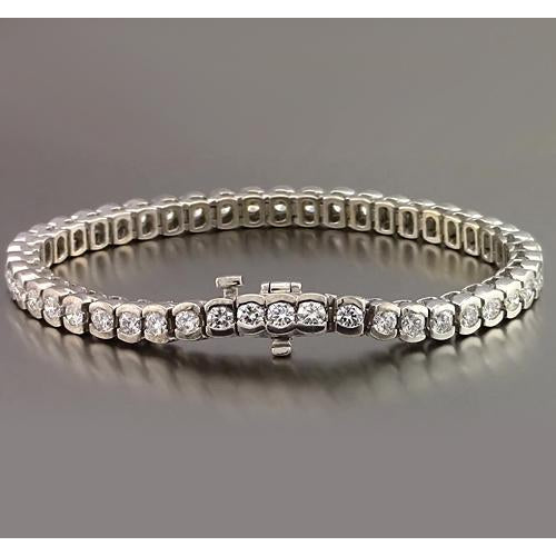 Round Genuine Diamond Half Bezel Set Tennis Bracelet 4.90 Carats Jewelry New