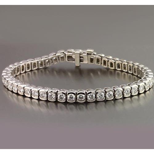 Round Genuine Diamond Half Bezel Set Tennis Bracelet 4.90 Carats Jewelry New