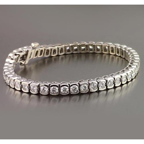 Round Genuine Diamond Half Bezel Set Tennis Bracelet 4.90 Carats Jewelry New