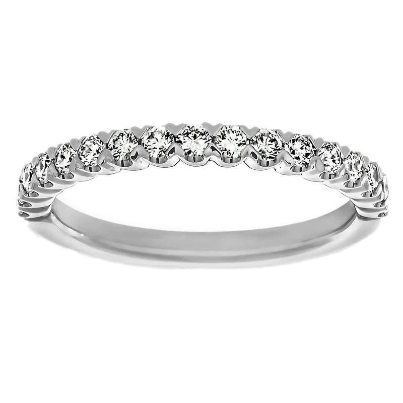 Round Genuine Diamond Half Eternity Anniversary Band White Gold 1 Ct.