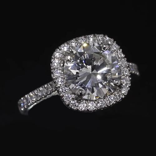 Round Genuine Diamond Halo Engagement Ring 2.75 Carats White Gold 