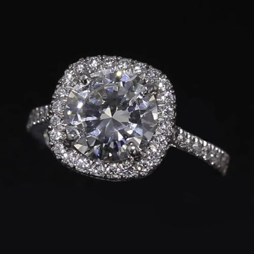 Round Genuine Diamond Halo Engagement Ring 2.75 Carats