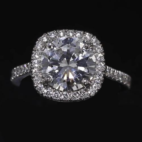 Round Genuine Diamond Halo Engagement Ring 2.75 Carats White Gold 14K