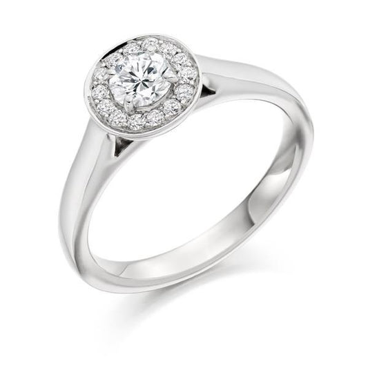 Round Genuine Diamond Halo Ring 1.50 Carats Prong Setting White Gold 14K