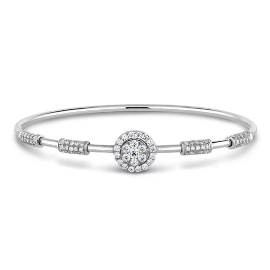 Round Genuine Diamond Ladies Bangle 2 Carats 14K White Gold