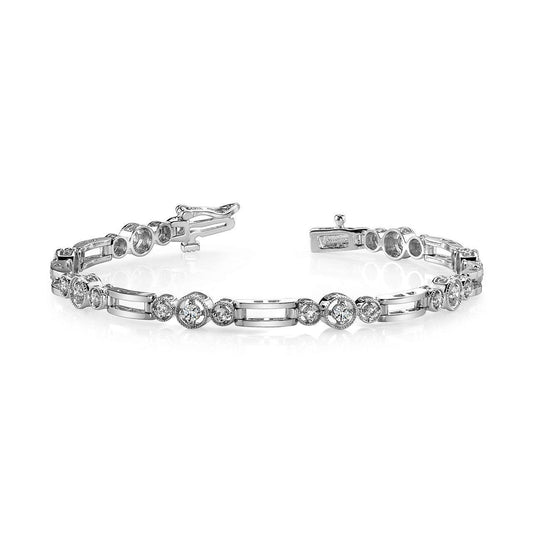 Round Genuine Diamond Link Bracelet White Gold Jewelry 3.20 Ct