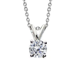 Round Genuine Natural Earth Mined Diamond Necklace Pendant 2.50 Carats Prong Set White Gold 14K