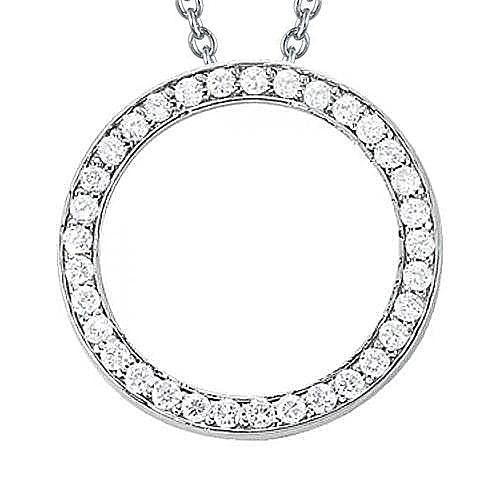 Round Genuine Diamond Pendant Necklace 1.25 Carat Without Chain White Gold 14K