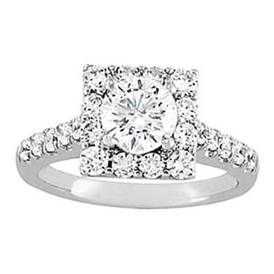 Round Genuine Diamond Ring Halo With Accents 1.75 Carats White Gold 14K
