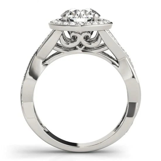 Round Genuine Diamond Solitaire With Accent Halo Ring 2.10 Carat