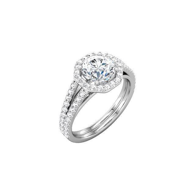 Round Genuine Diamond Solitaire With Accents Halo Ring 2.11 Ct. White Gold