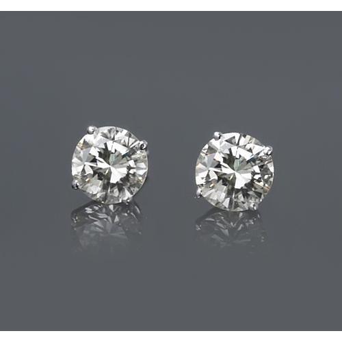 Round Genuine Diamond Stud Earring 2 Carats