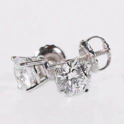 Round Genuine Diamond Stud Earrings