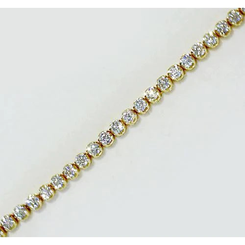 Round Genuine Diamond Tennis Bracelet 4 Carats Yellow Gold 14K