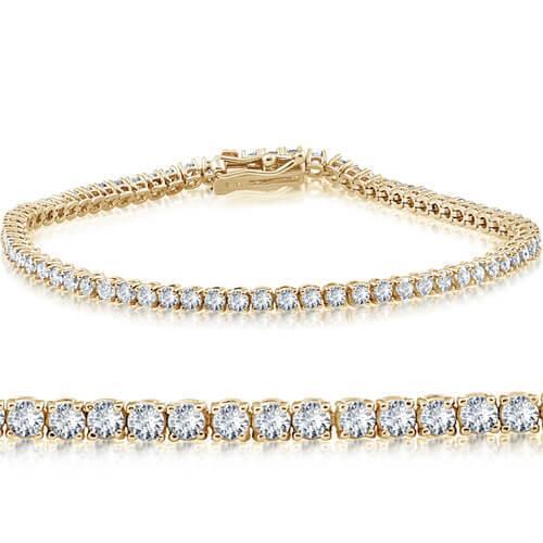 Round Genuine Diamond Tennis Ladies Bracelet 4.50 Carats Yellow Gold 14K