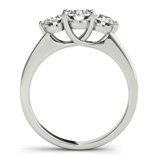 Round Genuine Diamond Three Stone Engagement Ring 2 Carat White Gold 