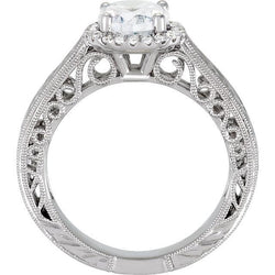 Round Genuine Diamond Vintage Style Halo Ring 1.66 Carats Filigree Jewelry