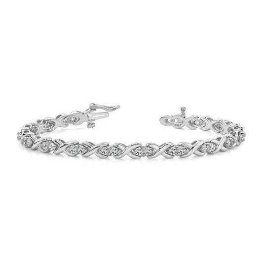 Round Genuine Diamond X Style Link Tennis Bracelet Gold 4.80 Ct