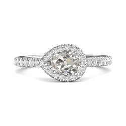 Round Genuine Natural Earth Mined Diamond & Pear Old Mine Cut Halo Wedding Ring 4.50 Carats