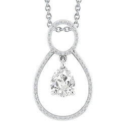 Round Gold Real Diamond Pendant Pear Old Miner 3.50 Carats Prong Set