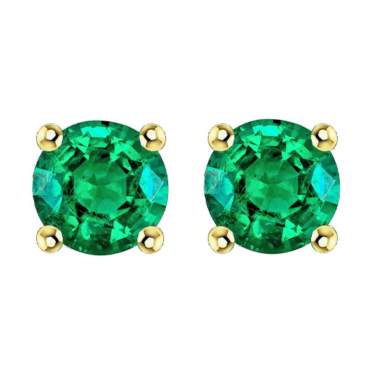 Round Brilliant Colombian Emerald ring in 14 Karat Two Tone Gold – main view