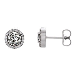 14K White Gold Stud Earrings with Fine Diamond – 1 ct