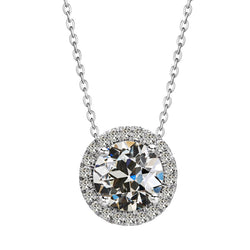 14 Karat White Gold Fine Diamond Halo – 4-ct Old Mine Cut