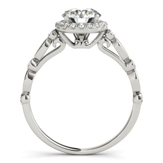 Round Halo Real Diamond 1.50 Carat Engagement Anniversary Ring