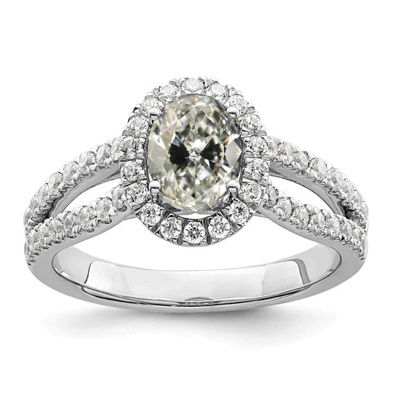 Round Halo Ring Oval Old Cut Real Diamond Split Shank 5.50 Carats Pave Set