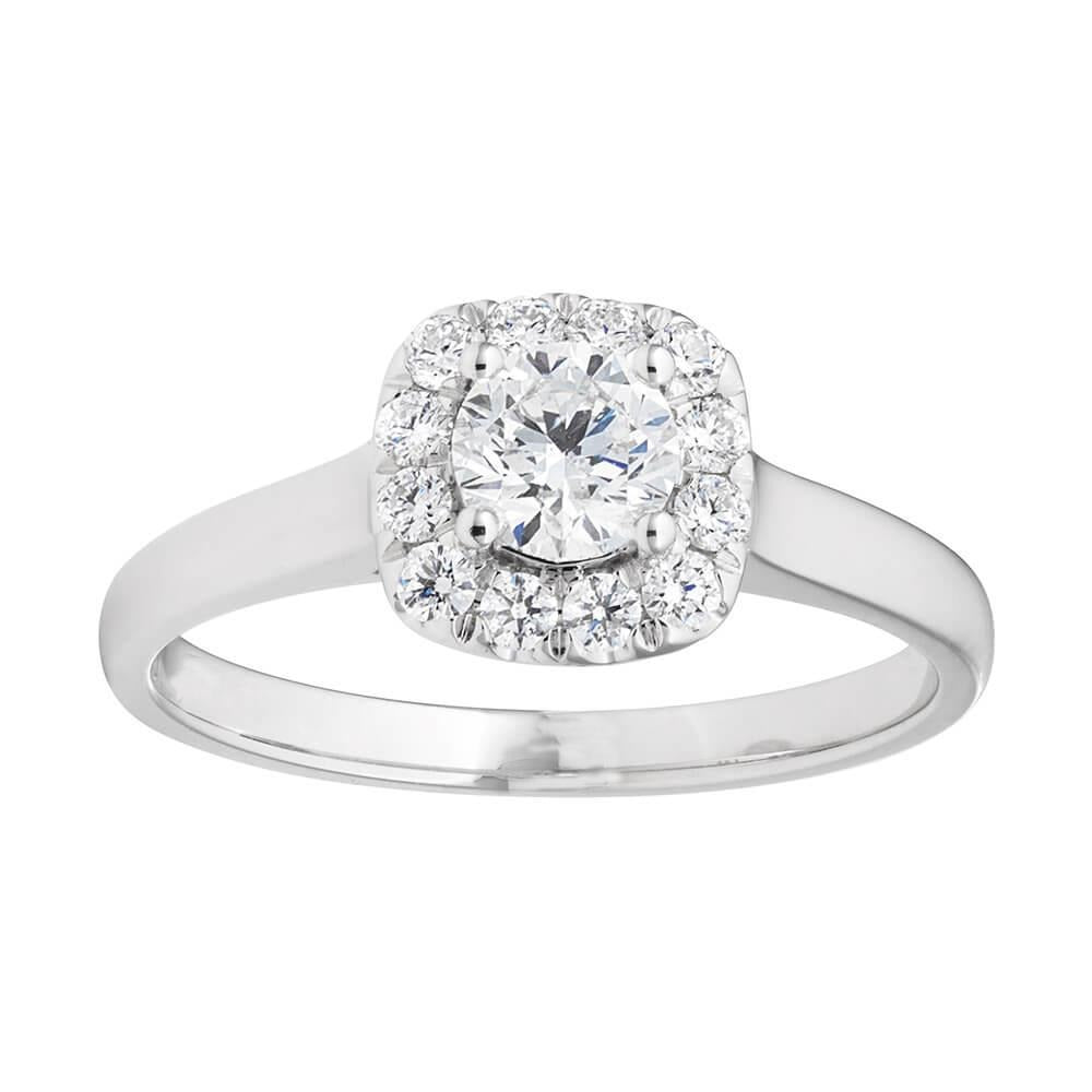 Round Natural 2.70 Carats Diamond Halo Engagement Ring White Gold 14K - Halo Ring-harrychadent.ca