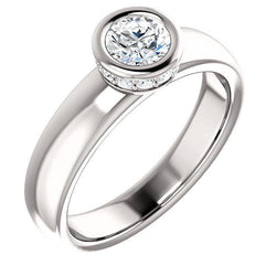 Round Natural Diamond Anniversary Ring 1.66 Carats Bezel and Prong Set