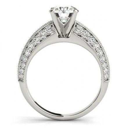 Round Natural Diamond Antique Style Ring With Accents 2.25 Carats White Gold