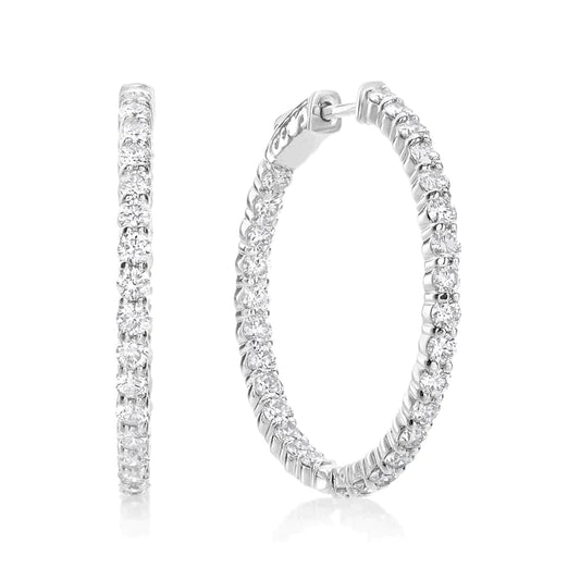 Round Natural Diamond Earrings 6 Carat Hoop