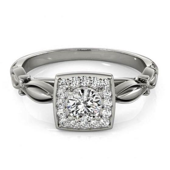 Round Natural Diamond Engagement Anniversary Halo Ring 1.10 Carat WG 