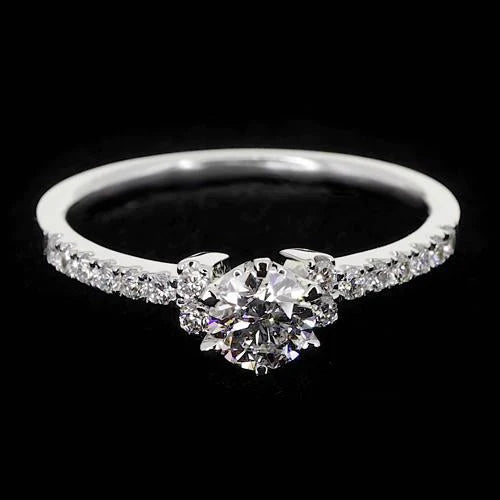 Round Natural Diamond Engagement Ring 1.50 Carats White Gold