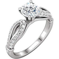 Round Natural Diamond Engagement Ring 1.90 Carats White Gold 14K