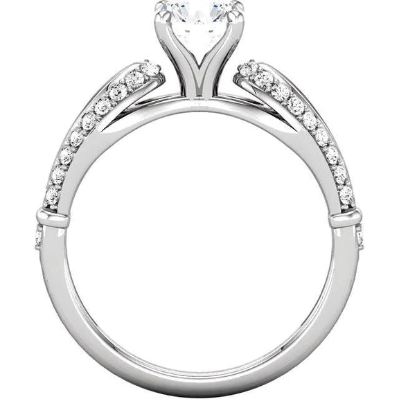 Round Natural Diamond Engagement Ring 1.90 Carats White Gold 