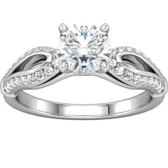  Natural Diamond Engagement Ring 1.90 Carats White Gold 14K