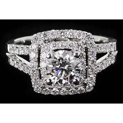 Round Natural Earth Mined Diamond Halo Style Anniversary Ring 3 Carats