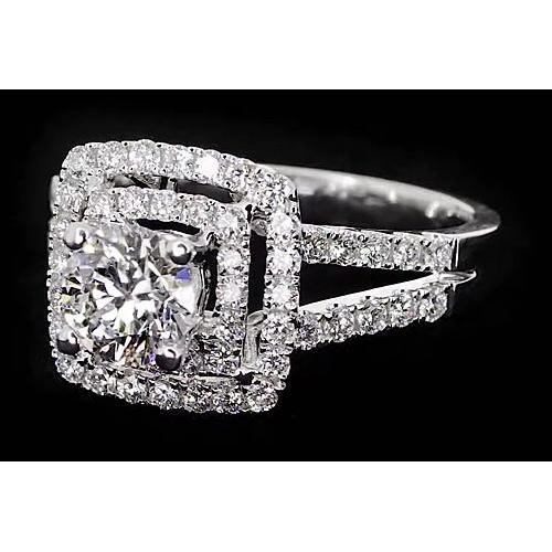 Round Natural Diamond Halo Style Ring 3 Carats