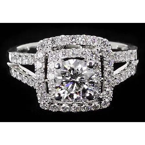 Round Natural Diamond Halo Style Anniversary Ring 3 Carats