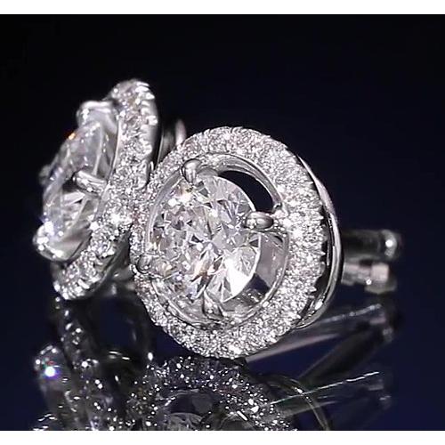 Round Natural Diamond Halo Style Stud Earring 