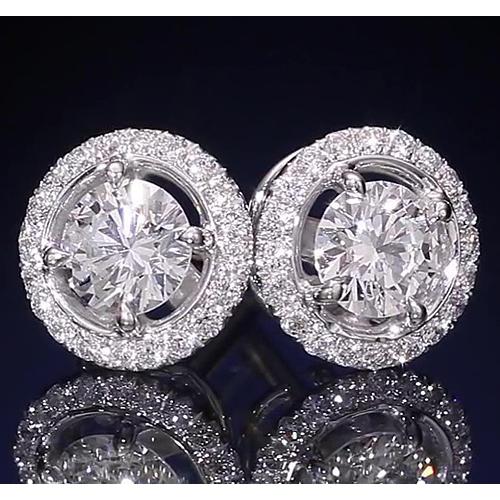 Natural Diamond Halo Style Stud Earring 2.50 Carats