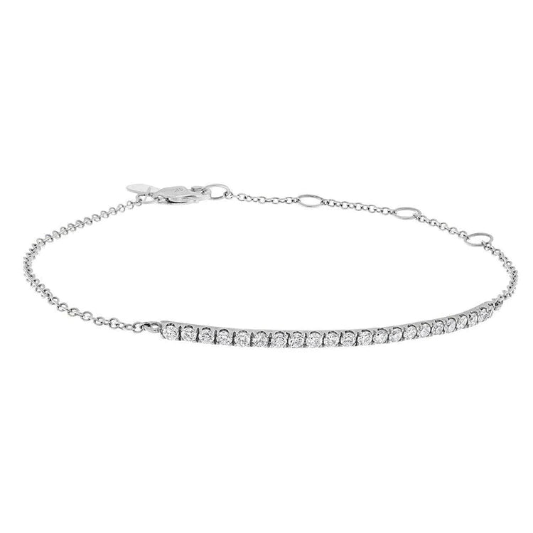 Round Natural Diamond Lady Bar Bracelet White Gold 14K Jewelry 2 Carats