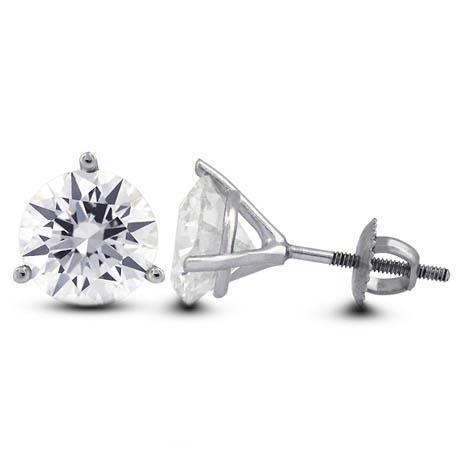 Round Natural Diamond Martini Style  2.10 Ct. Women Stud Earring White Gold